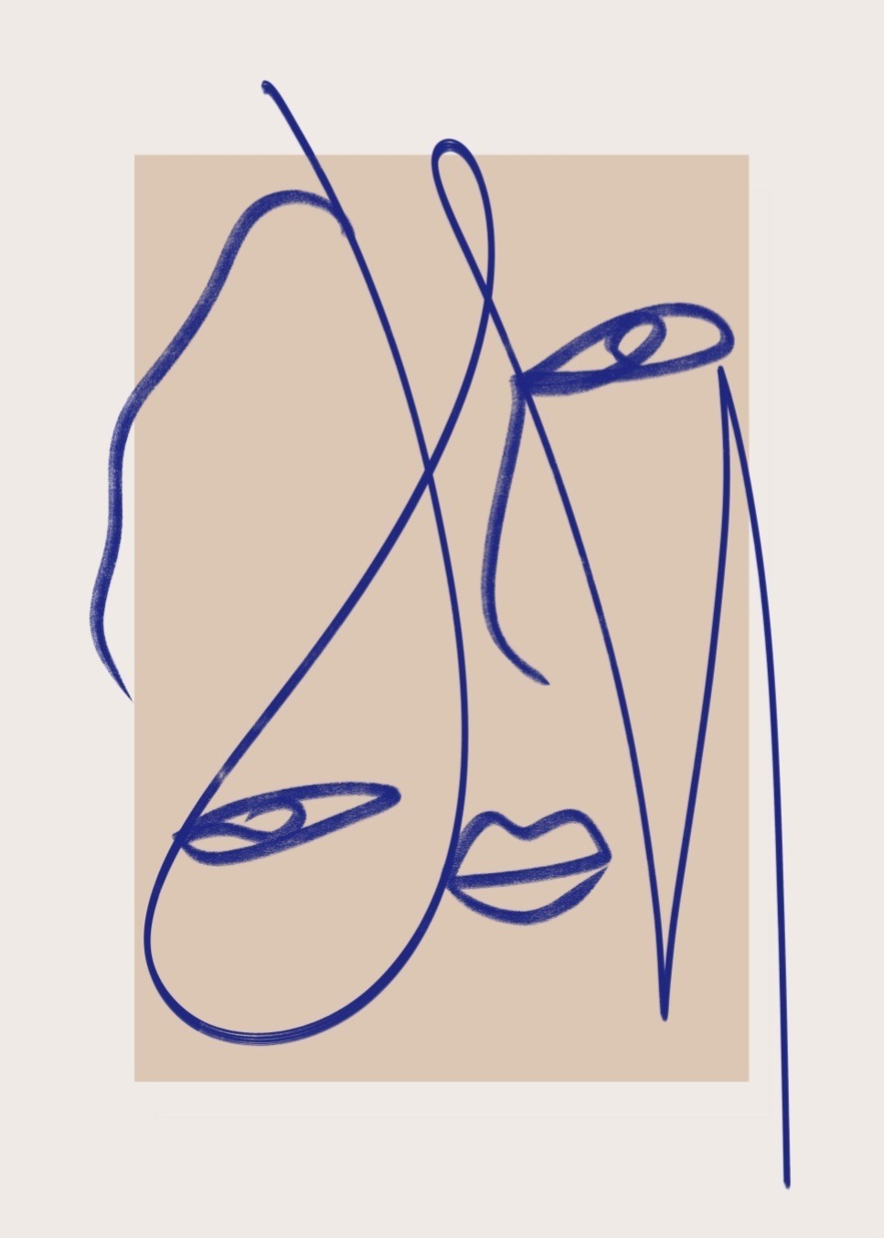 Abstract Blue line art 1 - 50x70 cm plakat - Billede 2