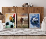 Perfekt Trio - 3 plakater i 50x70 cm - Fodbold Nr. 37