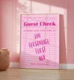 Guest Check Pink, - Personlig Valgfri tekst