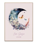 Personlig Måne plakat 2, - Valgfrit navn & dato