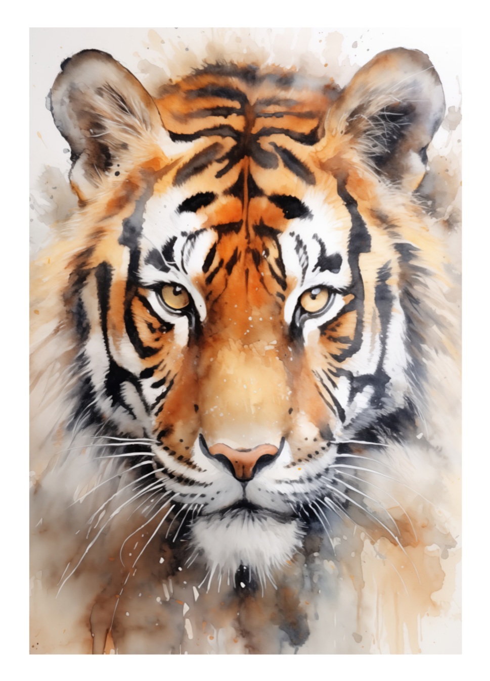 Watercolor Tiger plakat, 50x70 cm - Billede 2