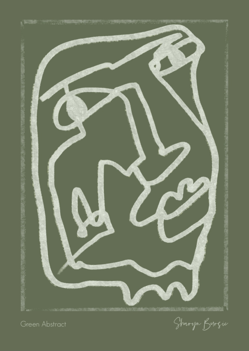Green abstract by Sharyn Bursic - 50x70 cm - Billede 2