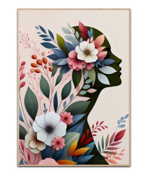 Silhouette and flowers plakat - 50x70 cm