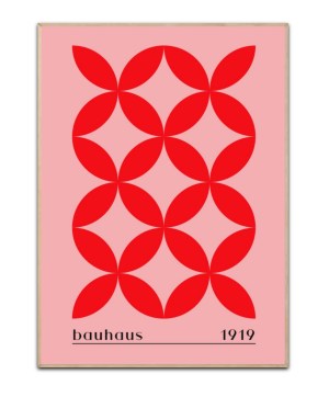 Bauhaus 1919 red pattern plakat, 50x70 cm