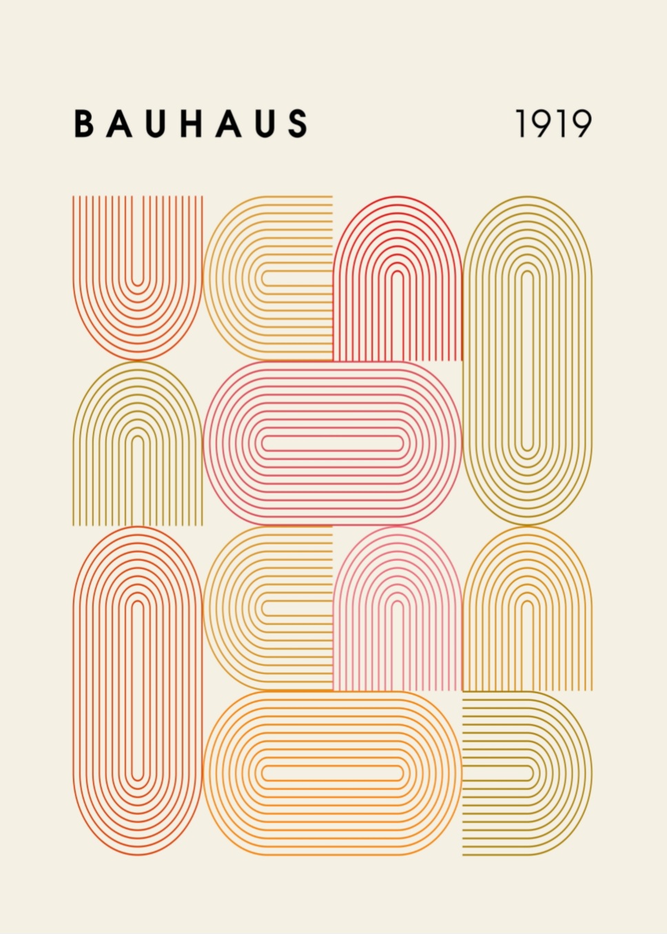 Bauhaus 1919 four colors plakat, 70x100 cm - Billede 2