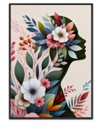 Silhouette and flowers - Canvas Print