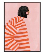 Woman with red stripes by Bea Müller - Canvas Print