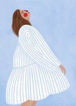 Woman with blue stripes - Bea Müller Str. A5 (15x21 cm)