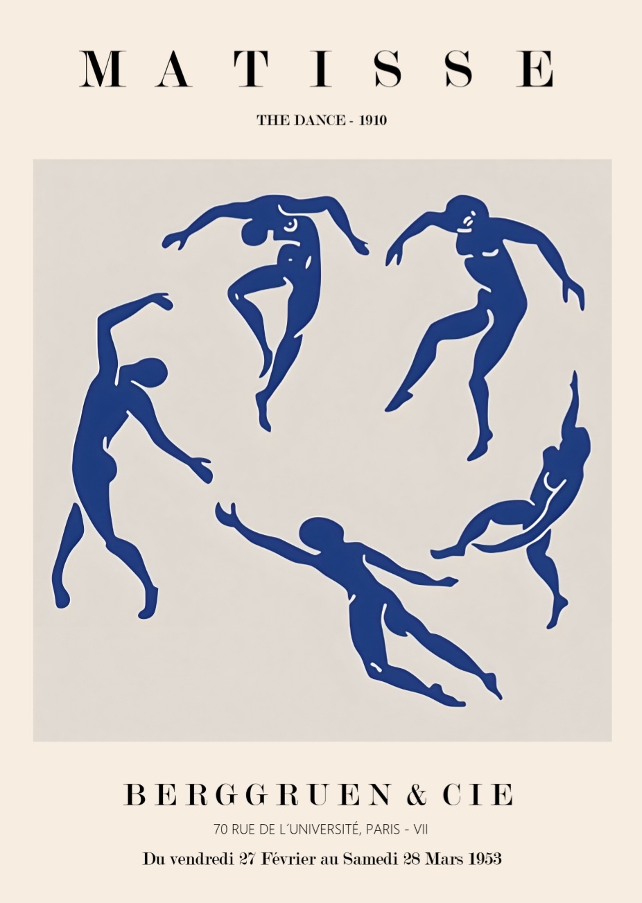 Matisse Dancers blÄ plakat, Str. A4 - Billede 2
