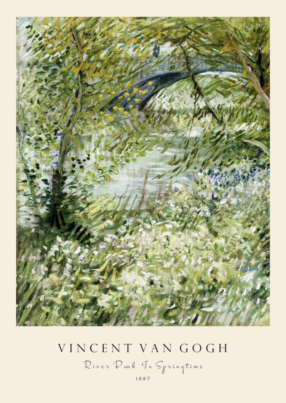 Vincent Van Gogh â River Bank In Springtime plakat, Str. A4 - Billede 2