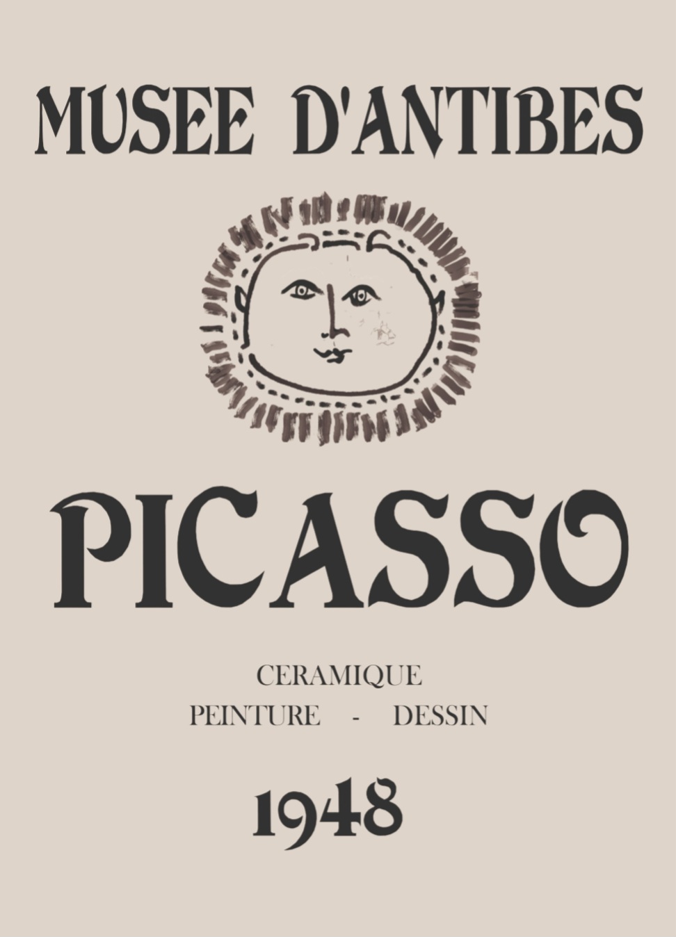 Picasso Musee D´antibes beige plakat, 50x70 cm - Billede 2