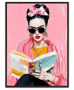 Frida reading a book - Canvas Print