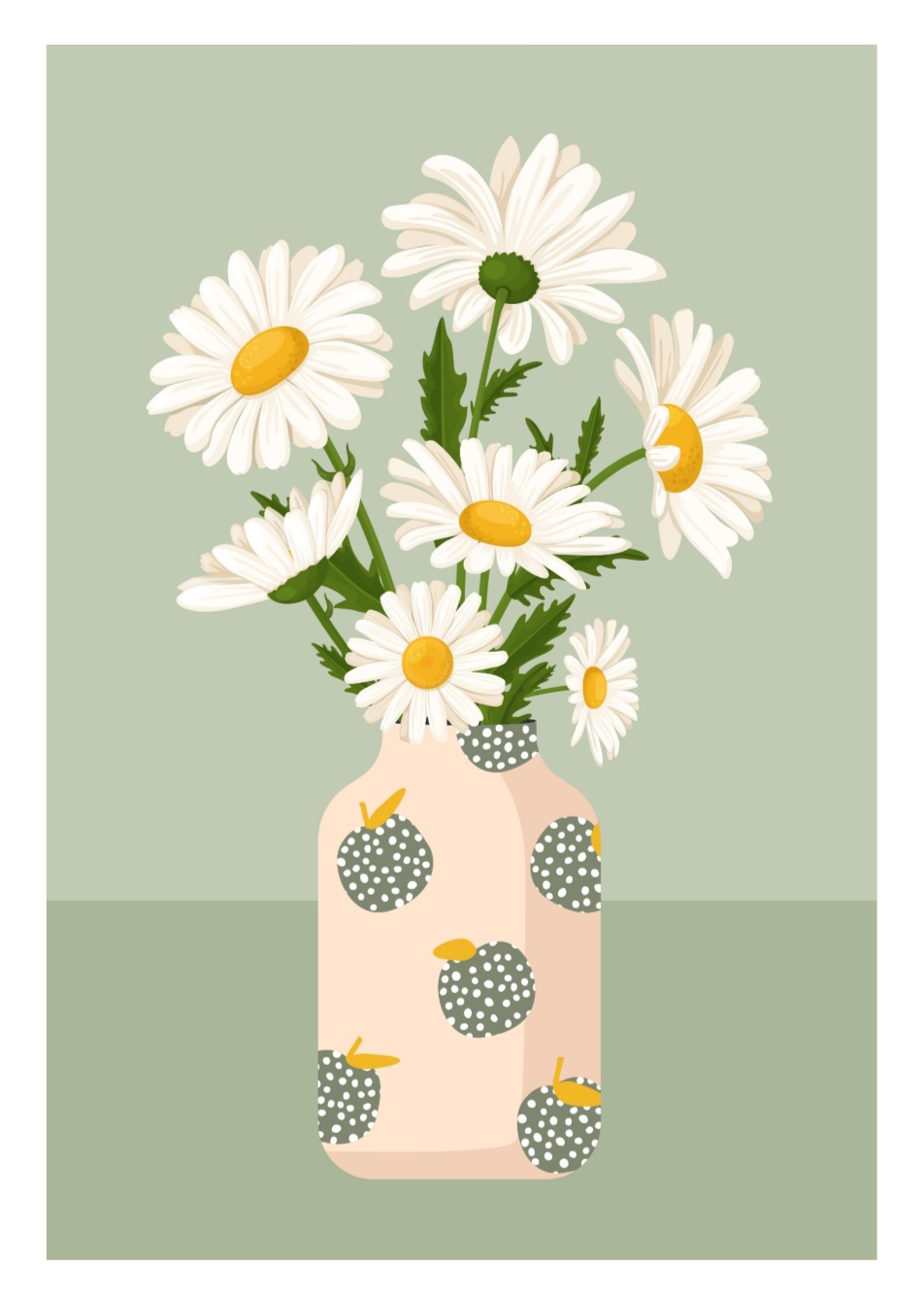 Daisies in vase plakat 50x70 cm - Billede 2