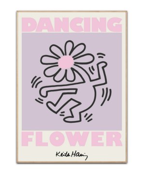 Keith Haring Dancing flower lilla plakat, Str. 50x70 cm