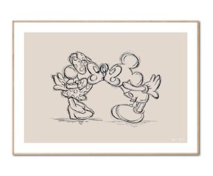 Mickey & Minnie - Kiss x Rikke Boisen plakat, Str. A3 (30x42 cm)