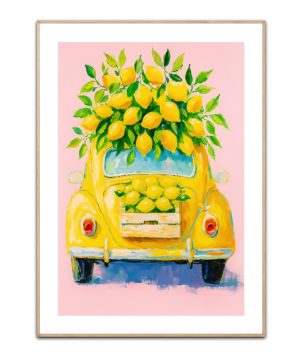The Yellow car with lemons plakat