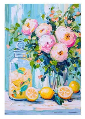 Lemons and flowers Str. A5 (15x21 cm)