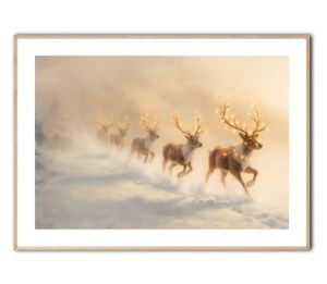 Lysende rensdyr plakat Str. 50x70 cm