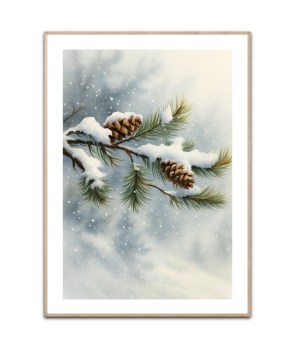 Snedækket gran plakat Str. A3 (30x42 cm)