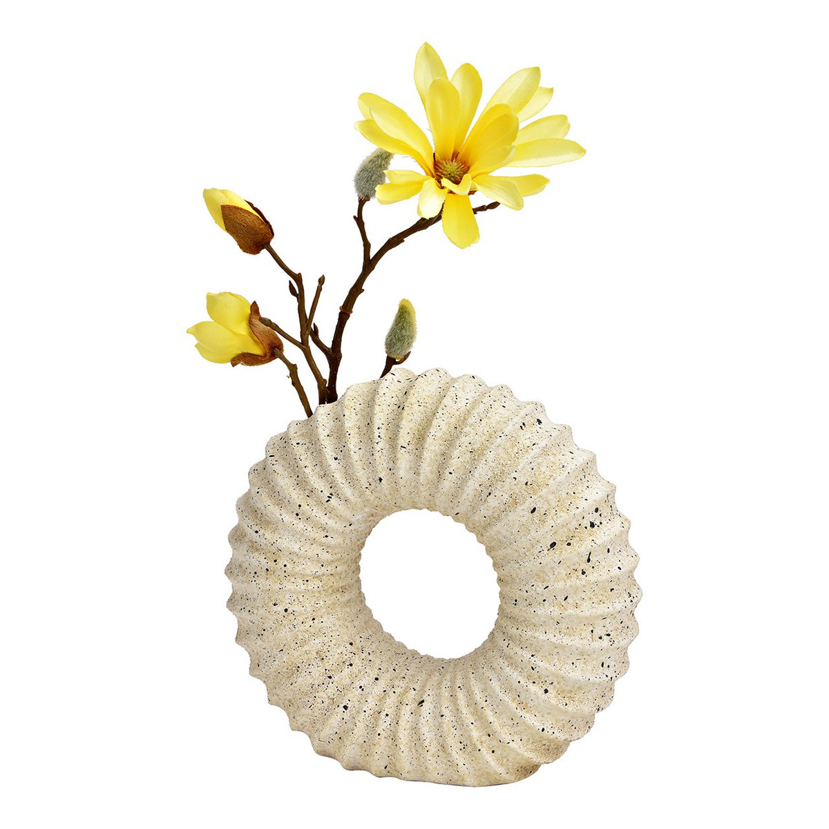 Keramik ringvase sandfarvet - 20 x 19 x 7 cm - Billede 4