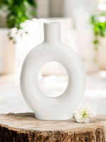 Keramisk ringvase – hvid 17 × 25 × 6 cm
