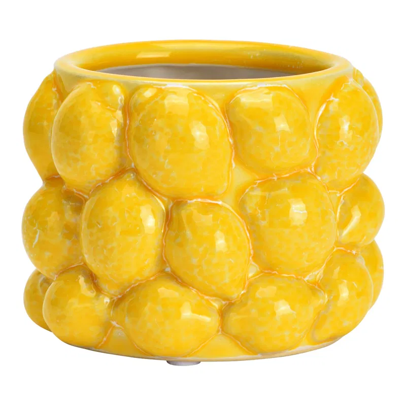 Keramisk citron-urtepotte – gul 10 × 8 × 10 cm - Billede 2