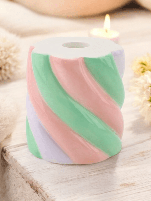 Lysestage Marshmellow - Lyserød/lilla/mint 8.5 x 8.5 x 9 cm