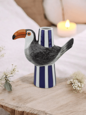 Lysestage Toucan - Blå/Grå/Orange 8.5x7x16 cm