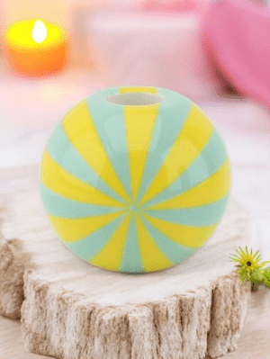 Lysestage Swirl - Gul/mint 10 x 10 x 10 cm