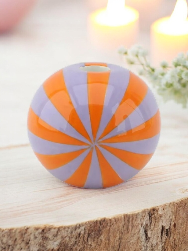 Lysestage Swirl - Orange/lilla 10 x 10 x 10 cm