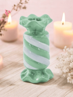 Lysestage Toffee Candy - Mint/lilla 7.5x7.5x13 cm