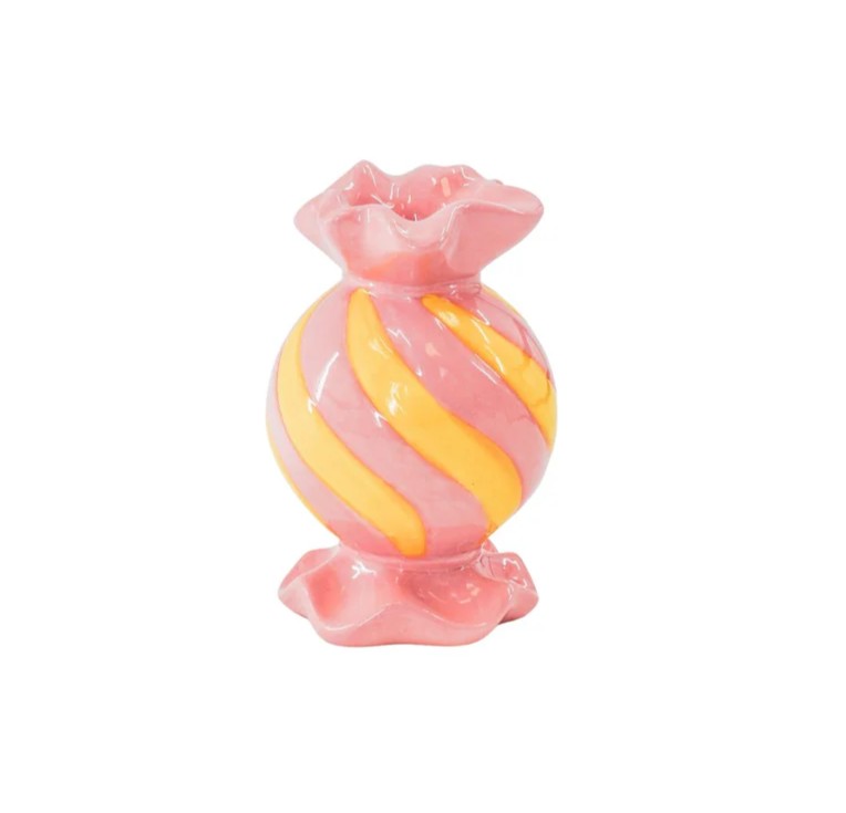 Lysestage Toffee Candy - Gul/lyserød 8.5x8.5x13 cm - Billede 2