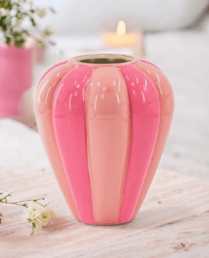 Vase- Swirl Keramik - Pink/ Lys Pink 20x20x21,5 cm