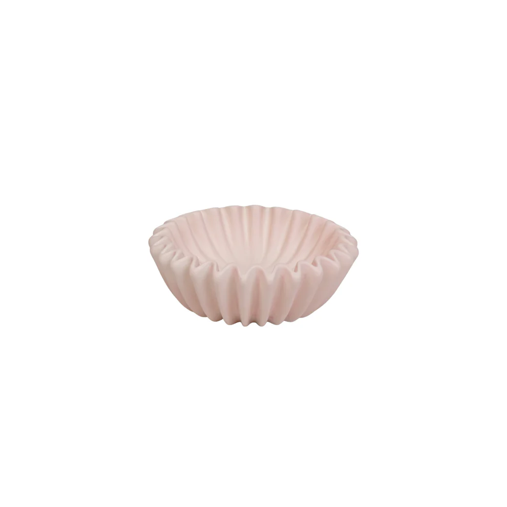 Dekorativ skål i plisseret design, keramik Lyserød 20×7×20 cm - Billede 3