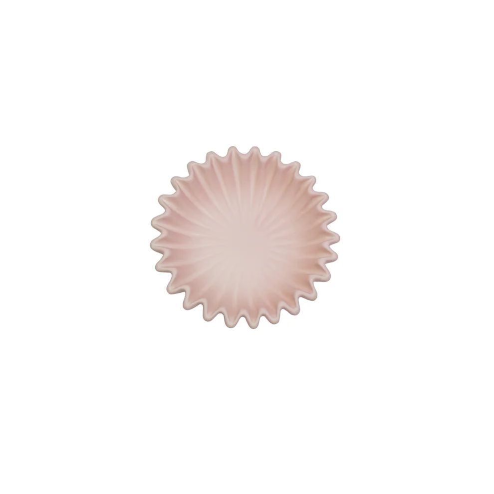 Dekorativ skål i plisseret design, keramik Lyserød 20×7×20 cm - Billede 4