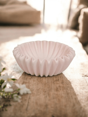 Dekorativ skål i plisseret design, keramik Lyserød 20×7×20 cm