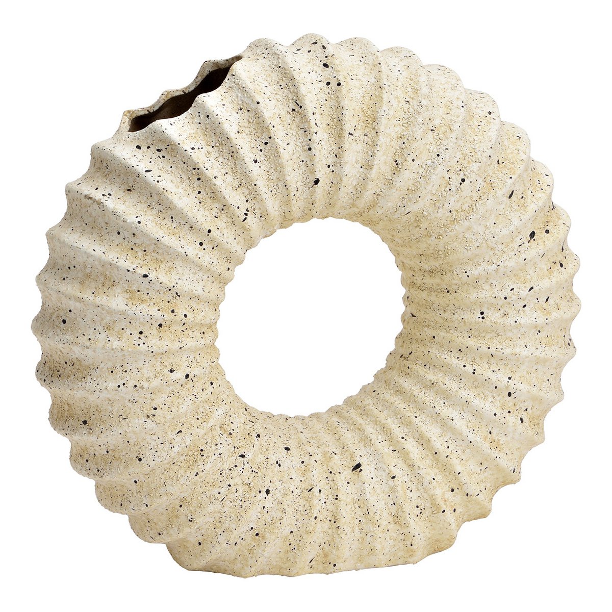 Keramik ringvase sandfarvet - 20 x 19 x 7 cm - Billede 2