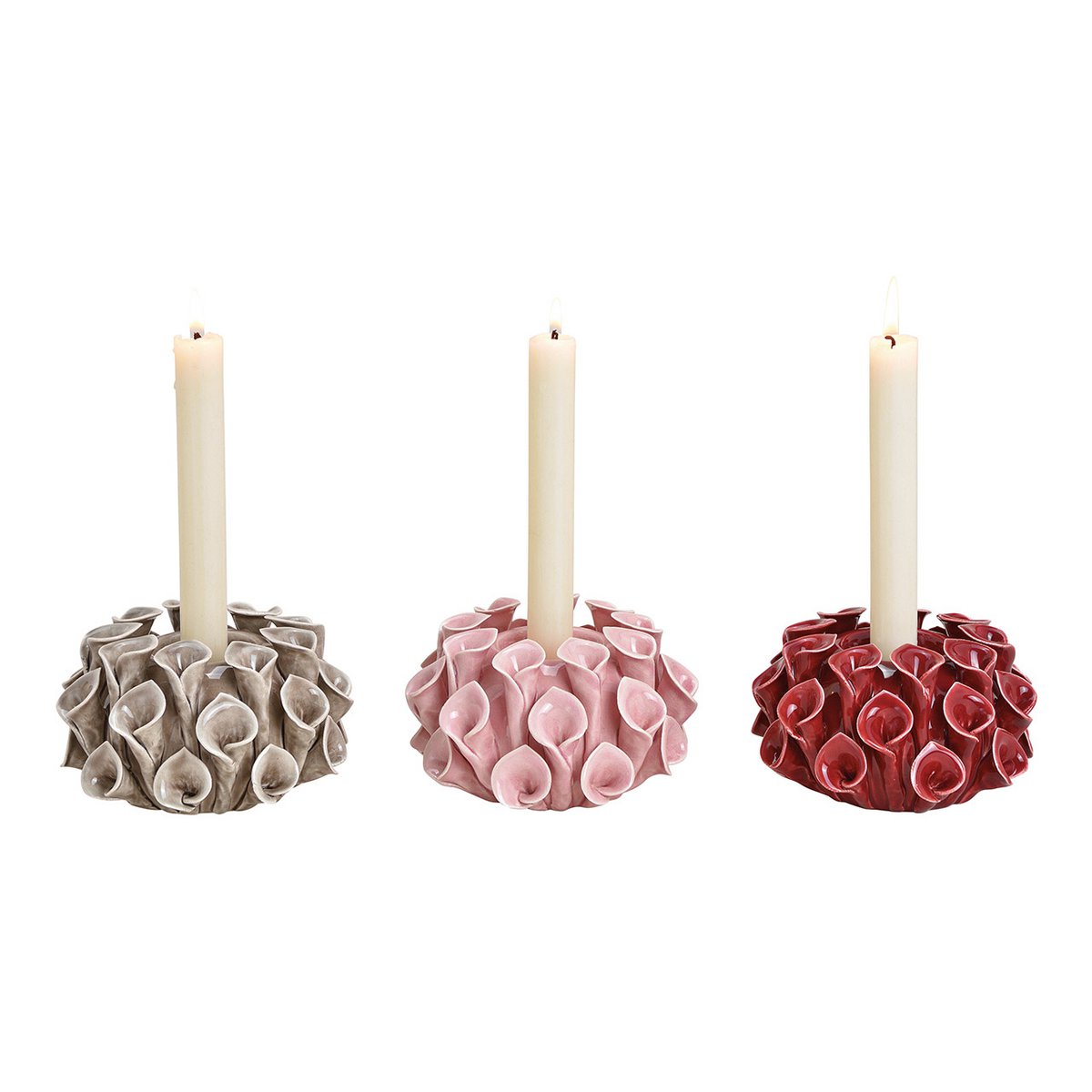 Lysestage i blomsterform â keramik, grĂĽ 13Ă8Ă13 cm - Billede 4