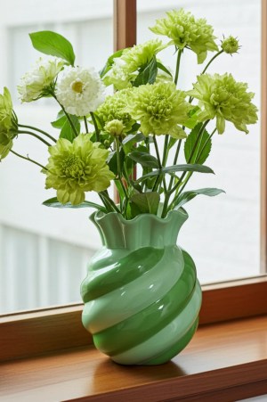 Vase Swirl candy - Grøn/ Lys grøn 13x13x15.5cm