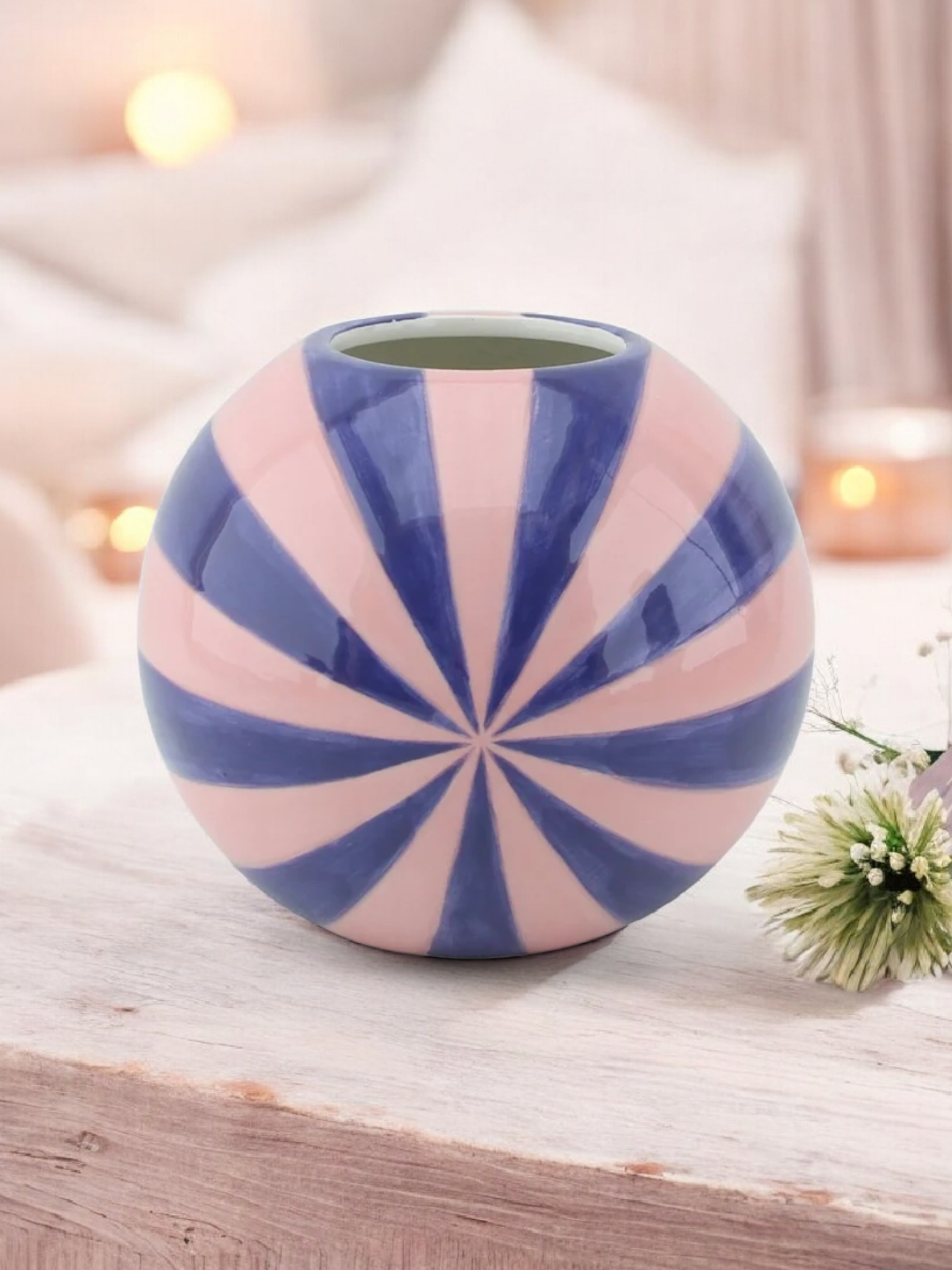 Vase Swirl - Blåviolet/ Lyserød 15x15x15 cm