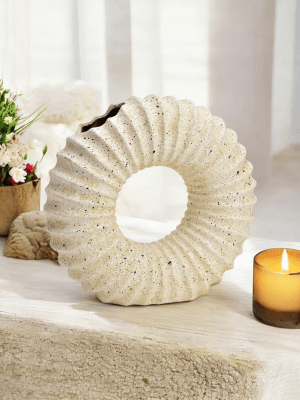 Keramik ringvase sandfarvet - 20 x 19 x 7 cm