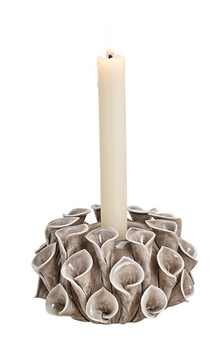 Lysestage i blomsterform â keramik, grĂĽ 13Ă8Ă13 cm - Billede 2