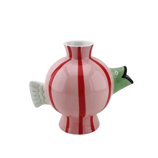 Vase Fisk - Rød/ Lyserød/mint 21.5x13x15.5 cm - Billede 2