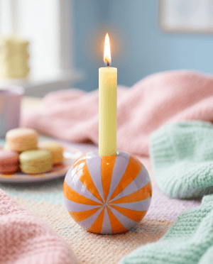 Lysestage Swirl - Orange/lilla 10 x 10 x 10 cm