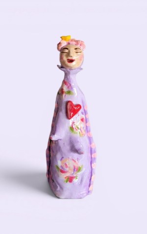 Original Håndformet og håndmalet lerfigur 21 cm - Lykkelige Clara - Unika Kun ét eksemplar