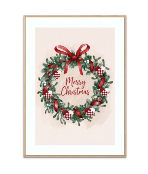 Merry Christmas - Julekrans med Flettede Julehjerter plakat
