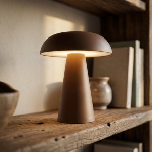 Mushroom Lampe i mørkebrun - Batteridrevet
