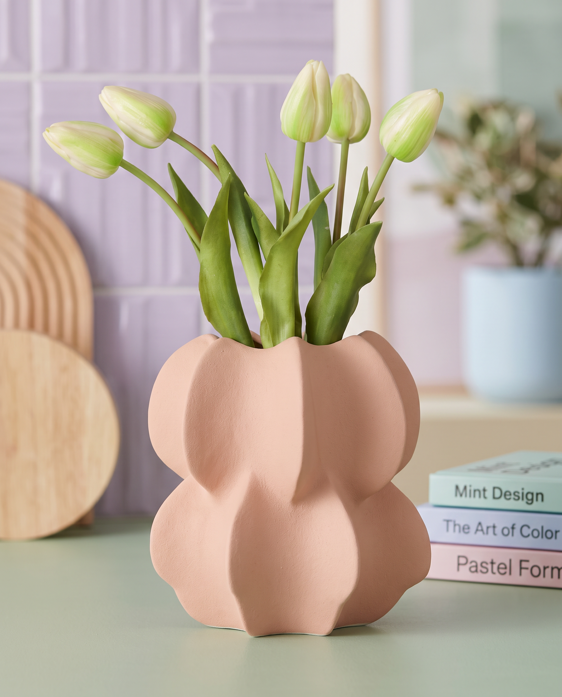 Blomstervase keramik med organiske former 21 cm - Stor