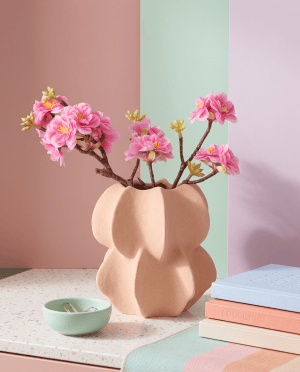 Blomstervase keramik med organiske former 17 cm - lille