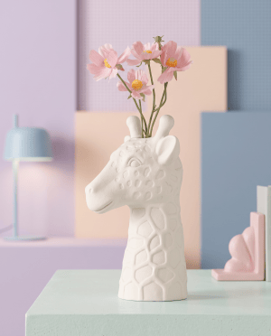 Girafvase - Cremehvid keramik 26 cm